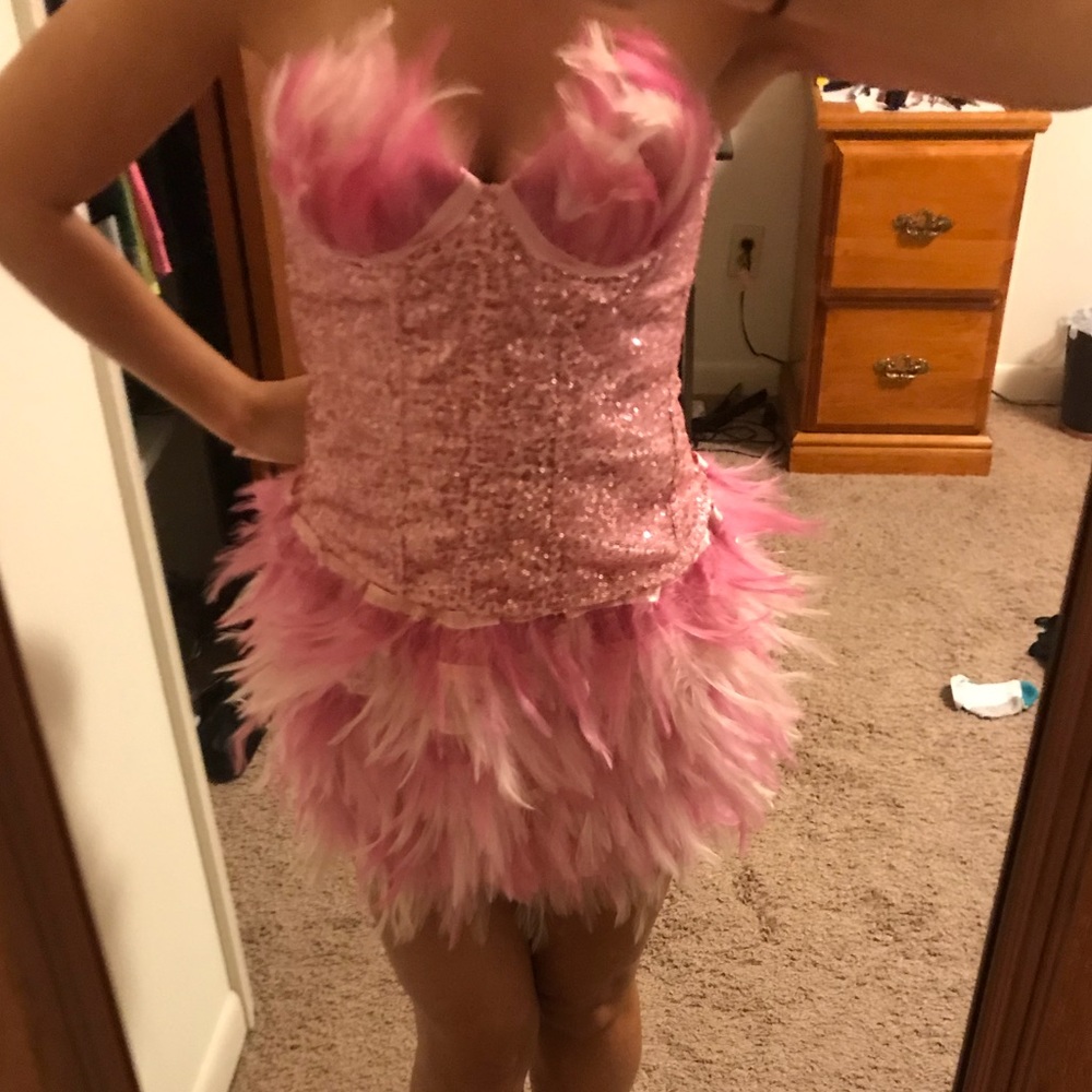 Sexy pink flamingo costume .